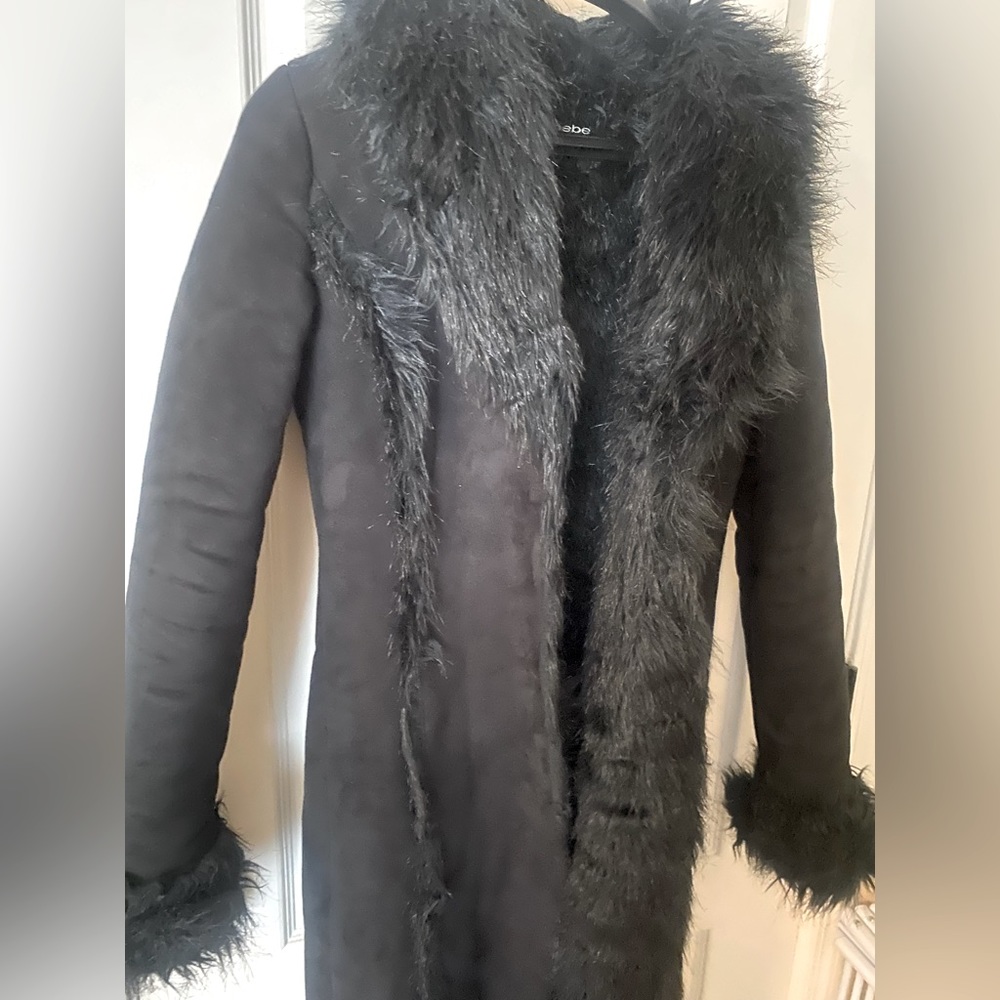 Bebe Long Black Elegant Dress Coat